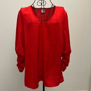 CABI red silky top